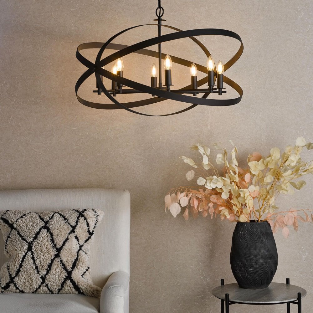 Nitya 8 Light Matt Black Pendant