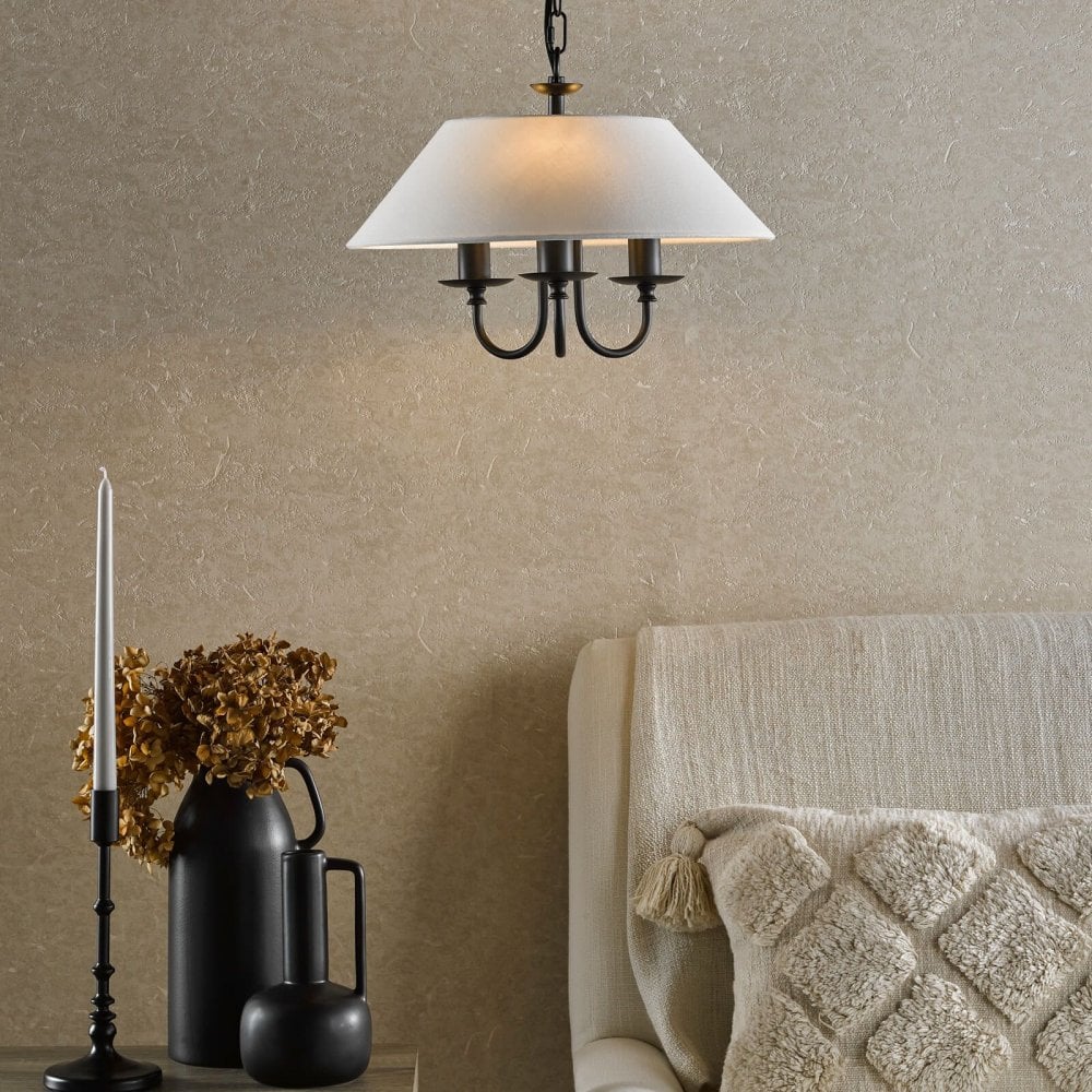 Sivan 3 Light Matt Black Pendant C/W Shade