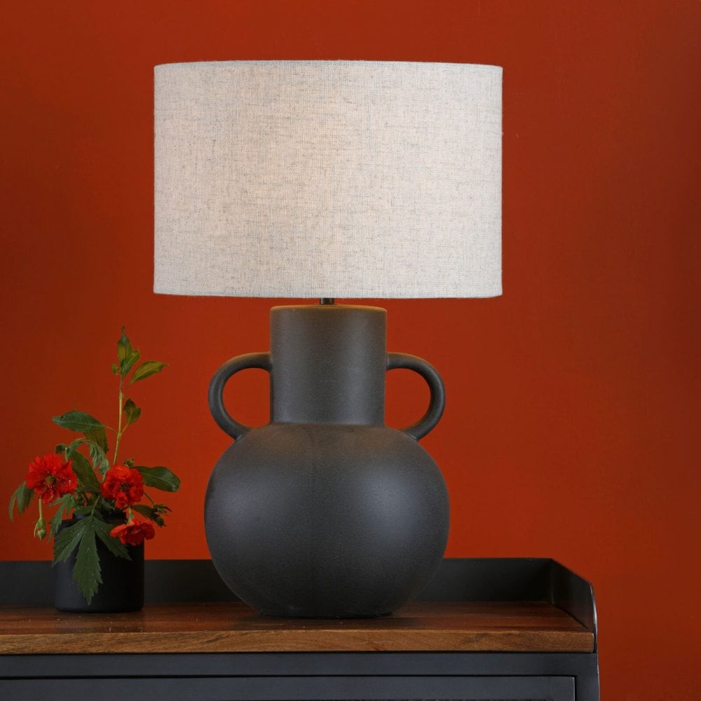Urn Black Ceramic Table Lamp C/W Shade