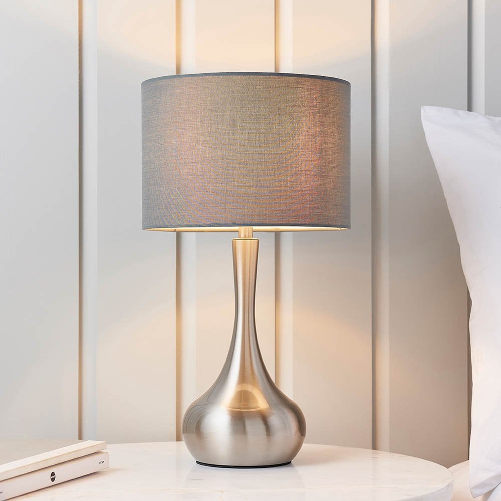 Piccadilly Touch Table Lamp in Nickel C/W Shade