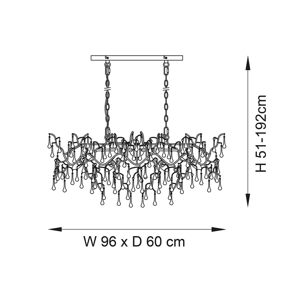 Colin Aged Gold Linear Chandelier with Champagne Glass