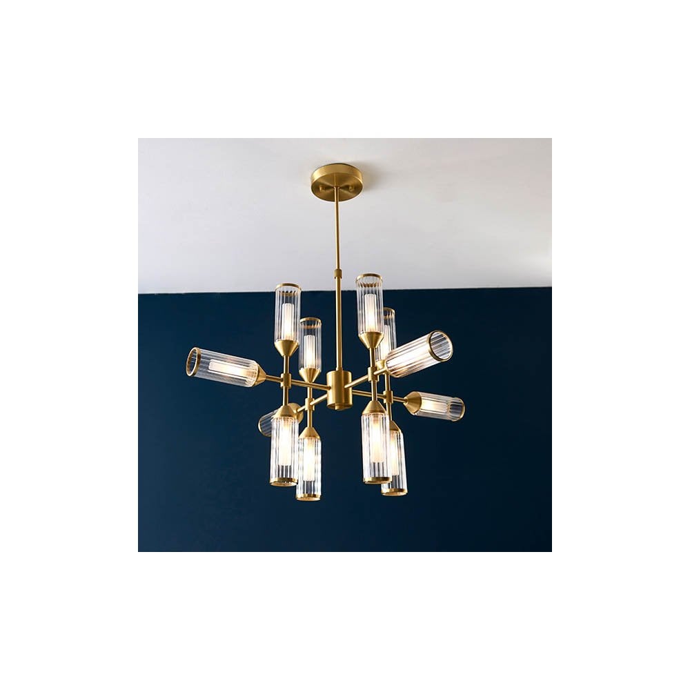 Sally 12 Light Ceiling Pendant in Satin Brass