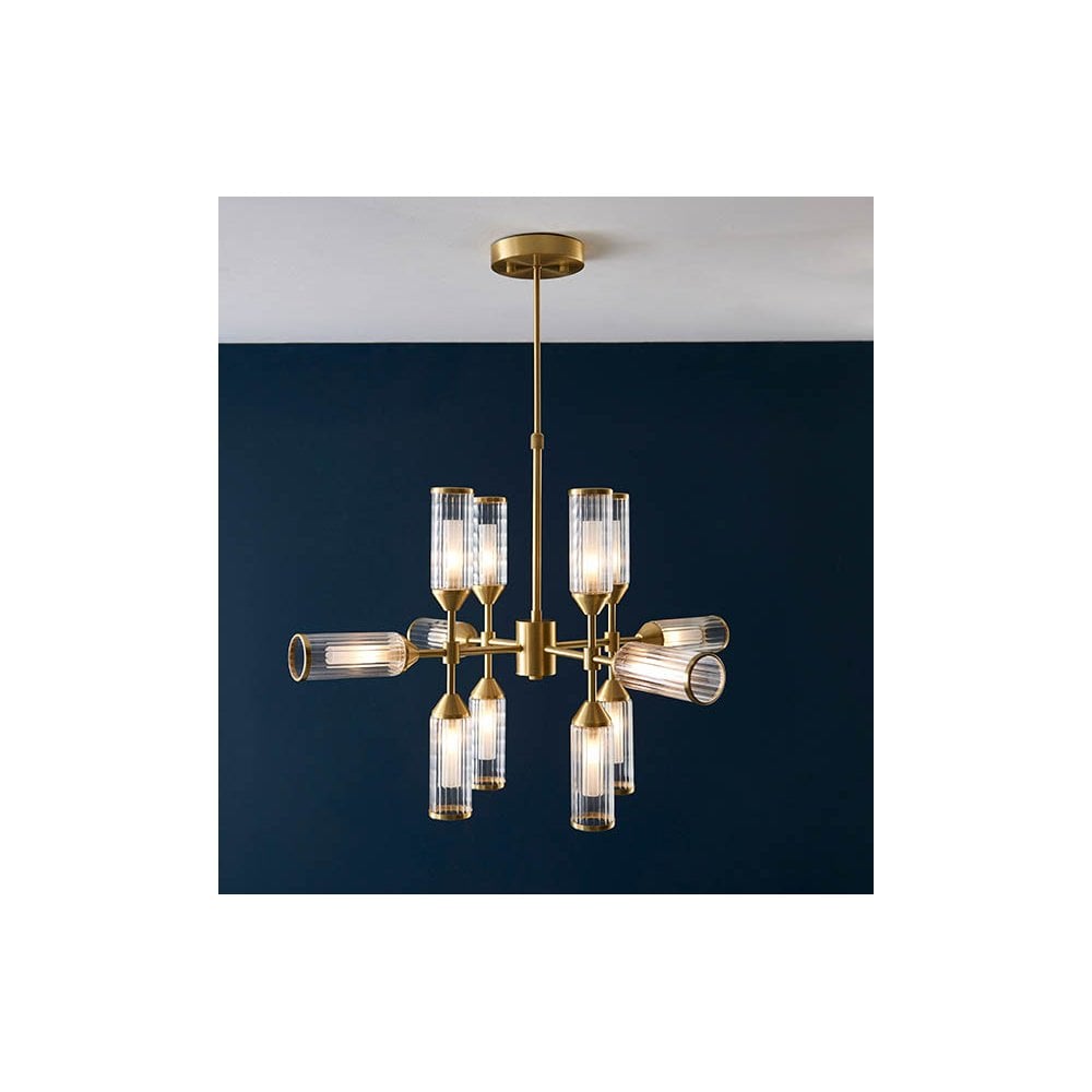 Sally 12 Light Ceiling Pendant in Satin Brass