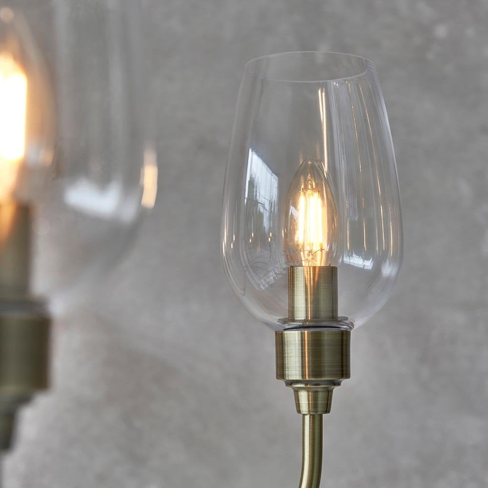 Pure 6 Light Antique Brass Fitting with Glass Shades