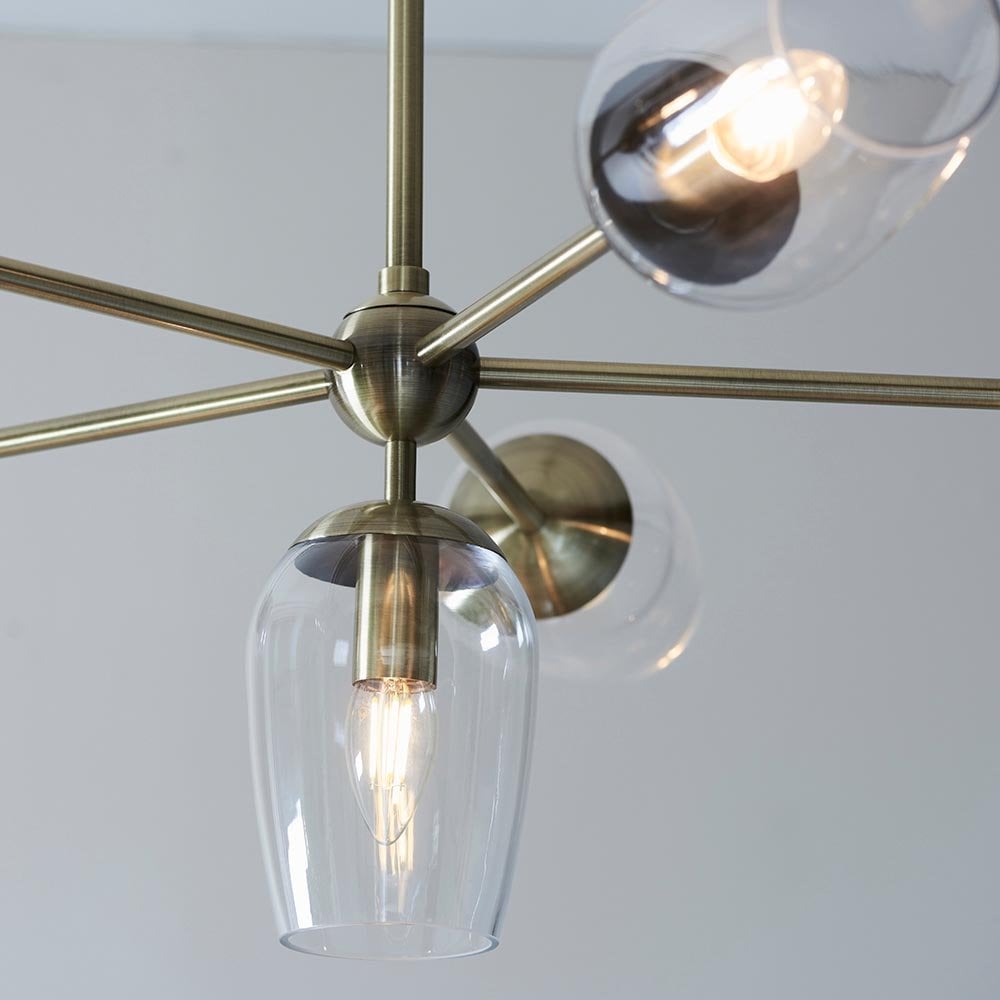 Maeve 6 Light Pendant with Adjustable Stem in Antique Brass