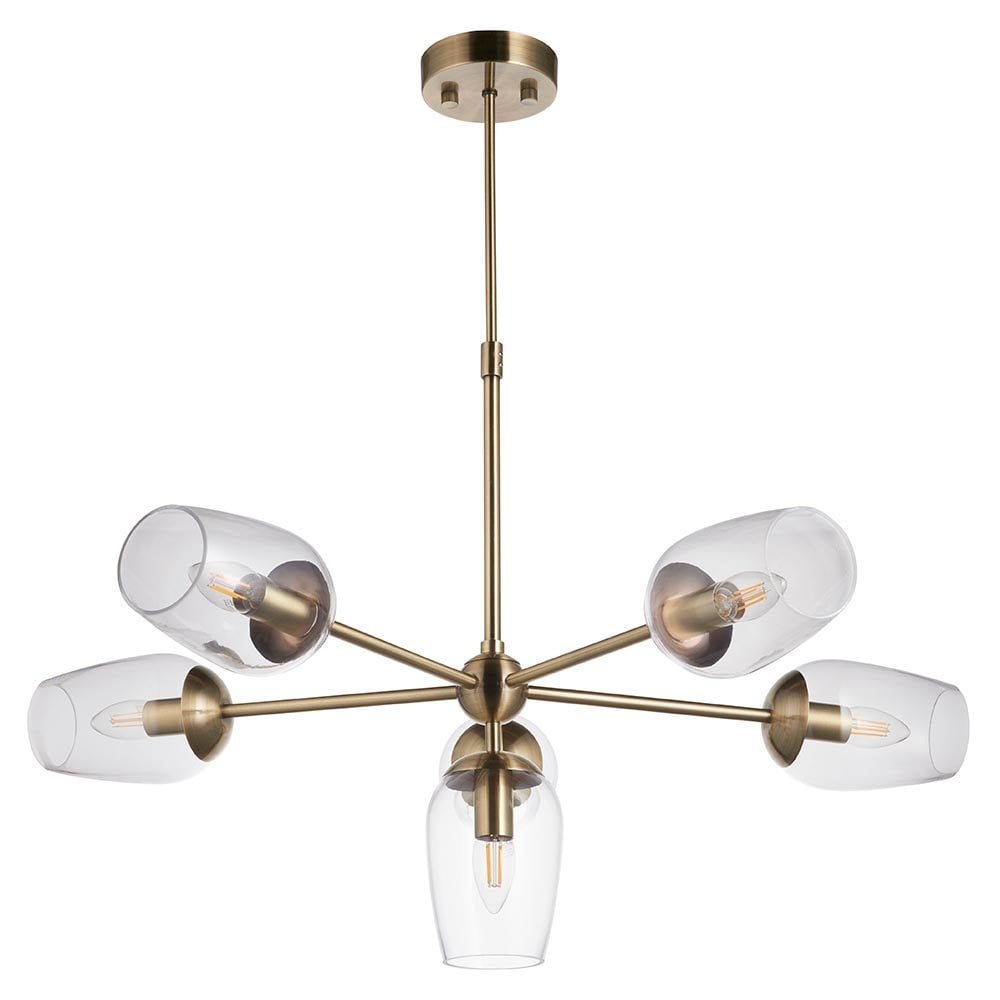 Maeve 6 Light Pendant with Adjustable Stem in Antique Brass