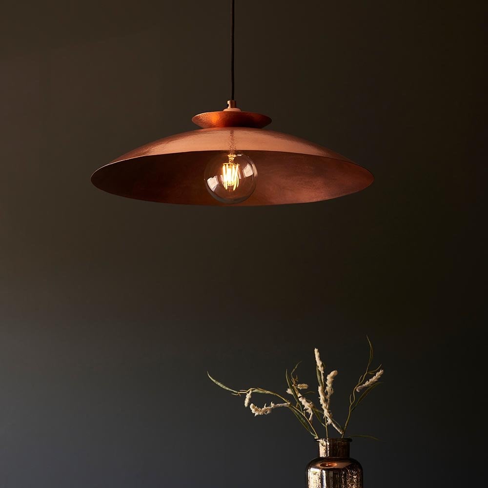 A Craft Hammered Pendant in Copper Finish
