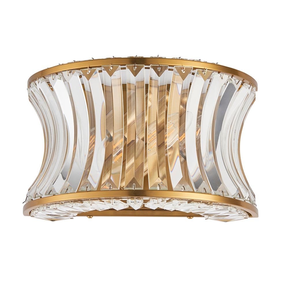 Alice Brushed Brass Wall Light with Concave Clear Glass