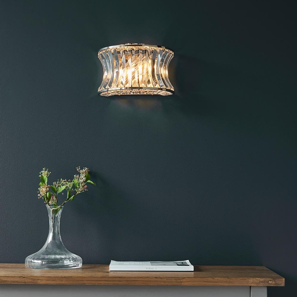 Alice Bright Nickel Wall Light with Concave Clear Glass