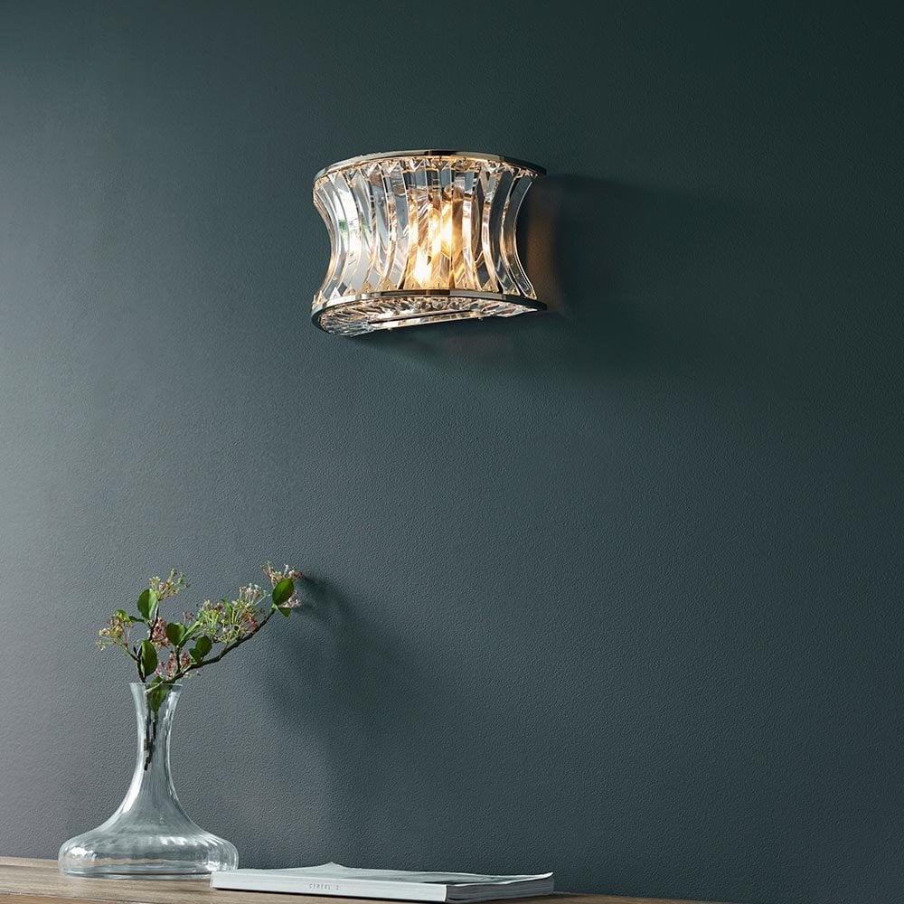 Alice Bright Nickel Wall Light with Concave Clear Glass