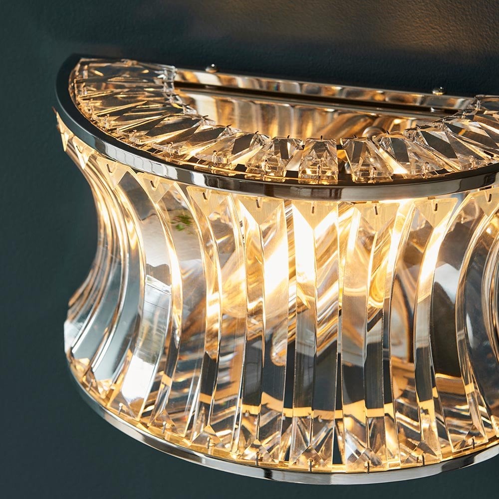 Alice Bright Nickel Wall Light with Concave Clear Glass