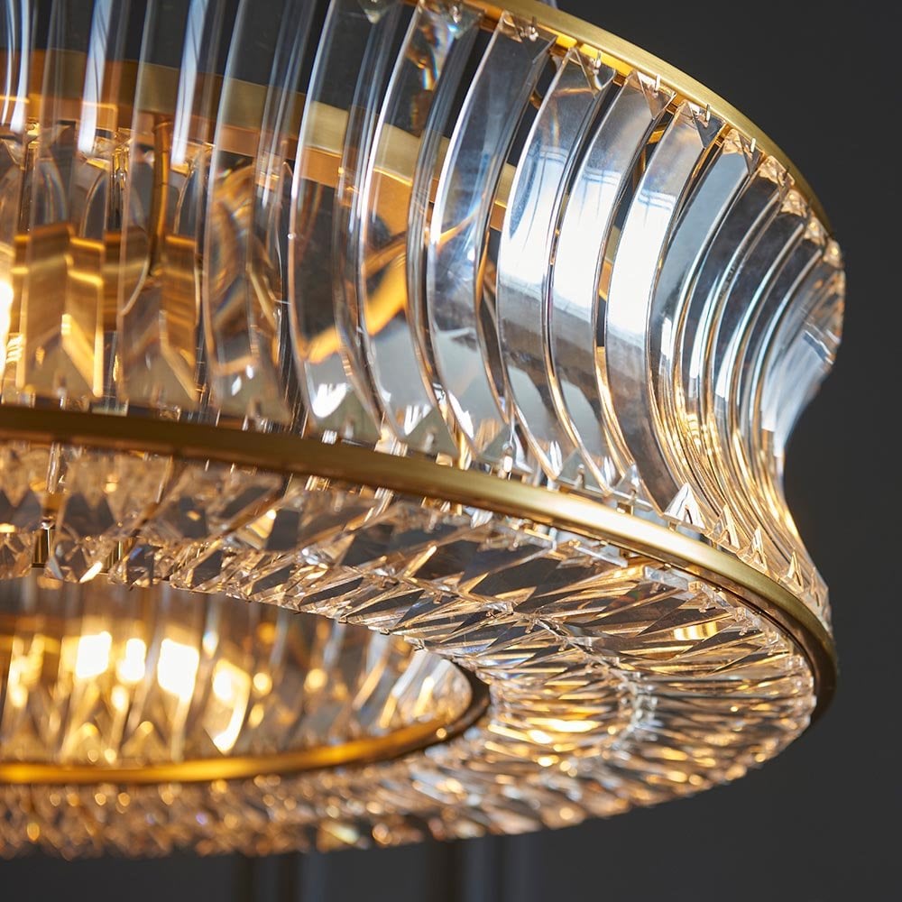 Alice Brass 6 Light Pendant with Concave Clear Glass