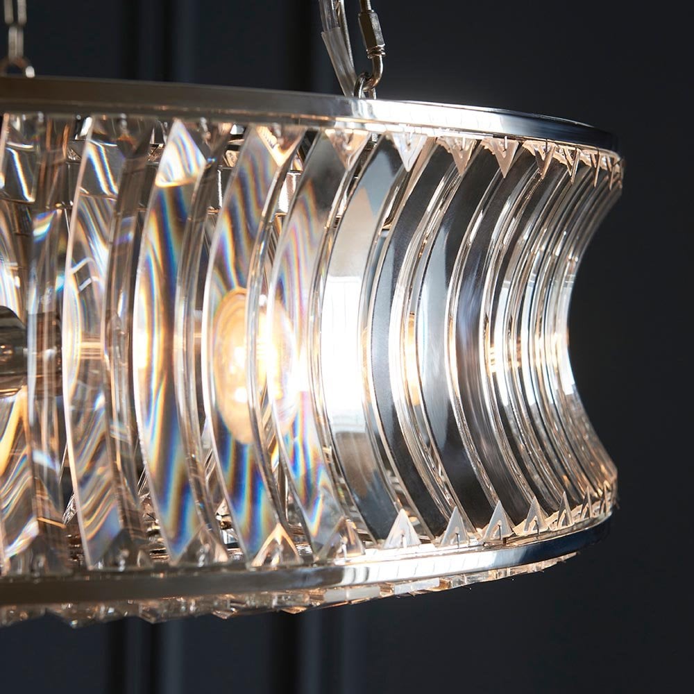Alice Bright Nickel 6 Light Pendant with Concave Clear Glass