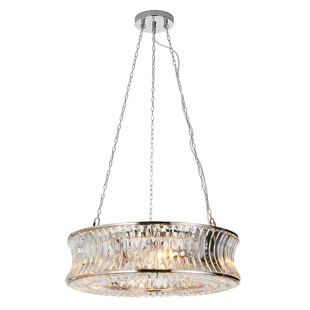 Alice Bright Nickel 6 Light Pendant with Concave Clear Glass