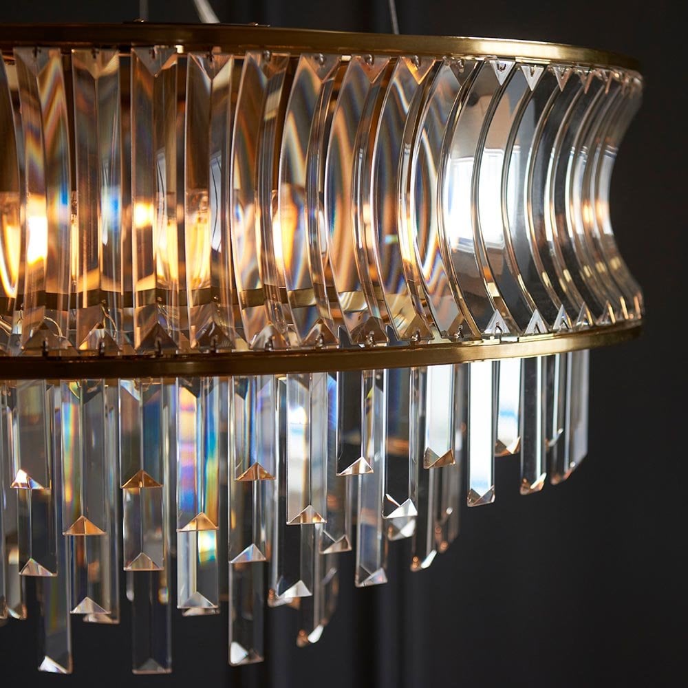 Alice Brass 9 Light Pendant with Concave Clear Glass