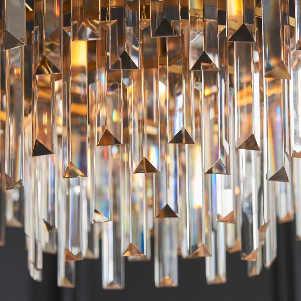 Alice Brass 9 Light Pendant with Concave Clear Glass