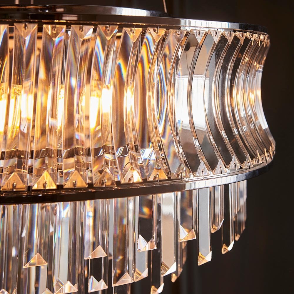 Alice Bright Nickel 9 Light Pendant with Concave Clear Glass