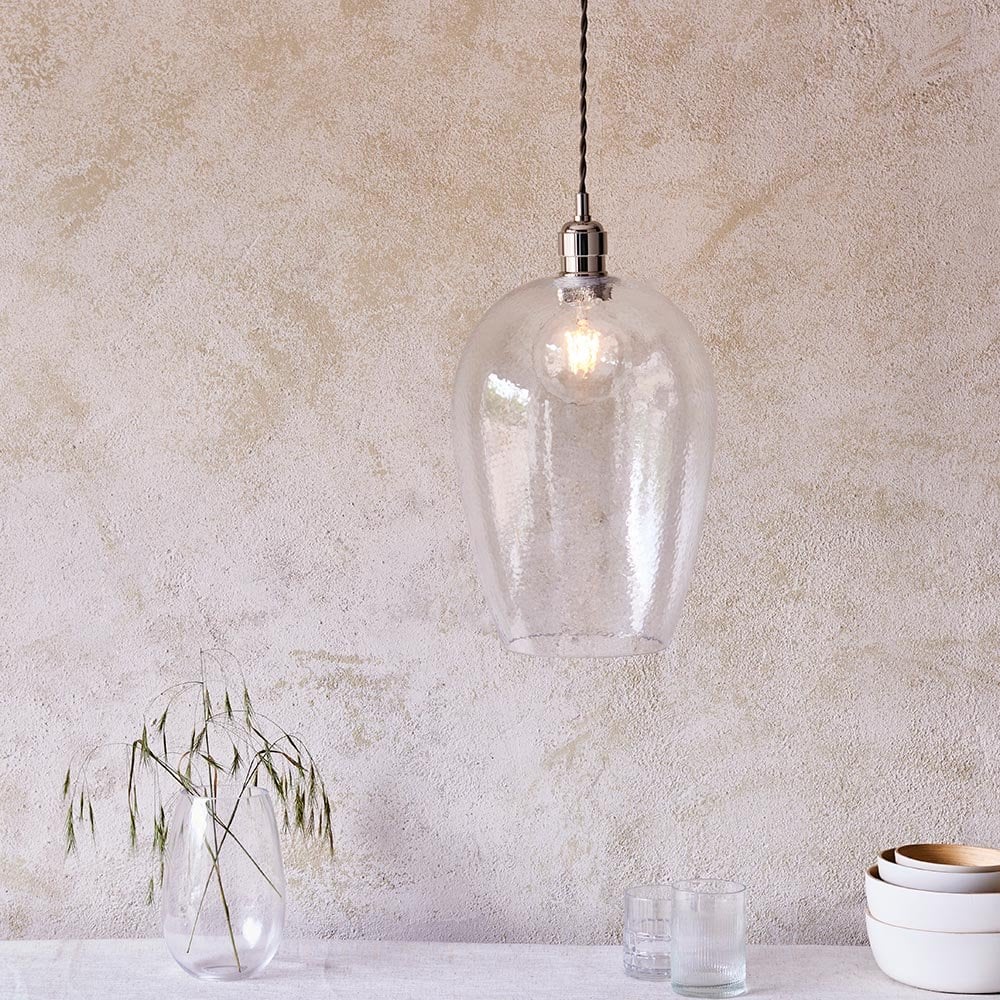 Molly Large Clear Hammered Glass Pendant