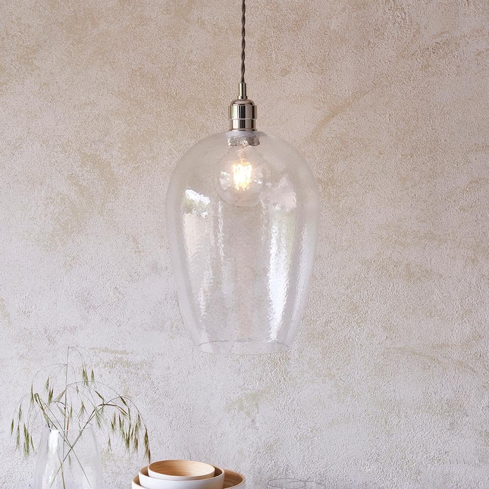 Molly Large Clear Hammered Glass Pendant