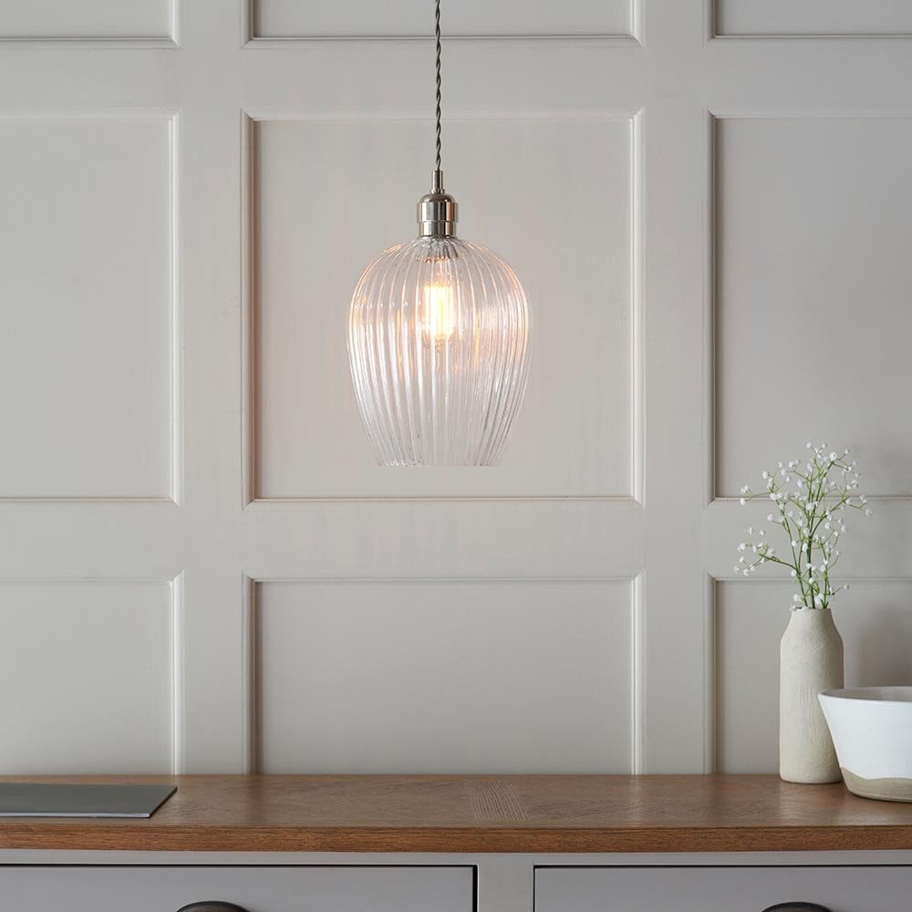 Molly Small Clear Ribbed Glass Pendant