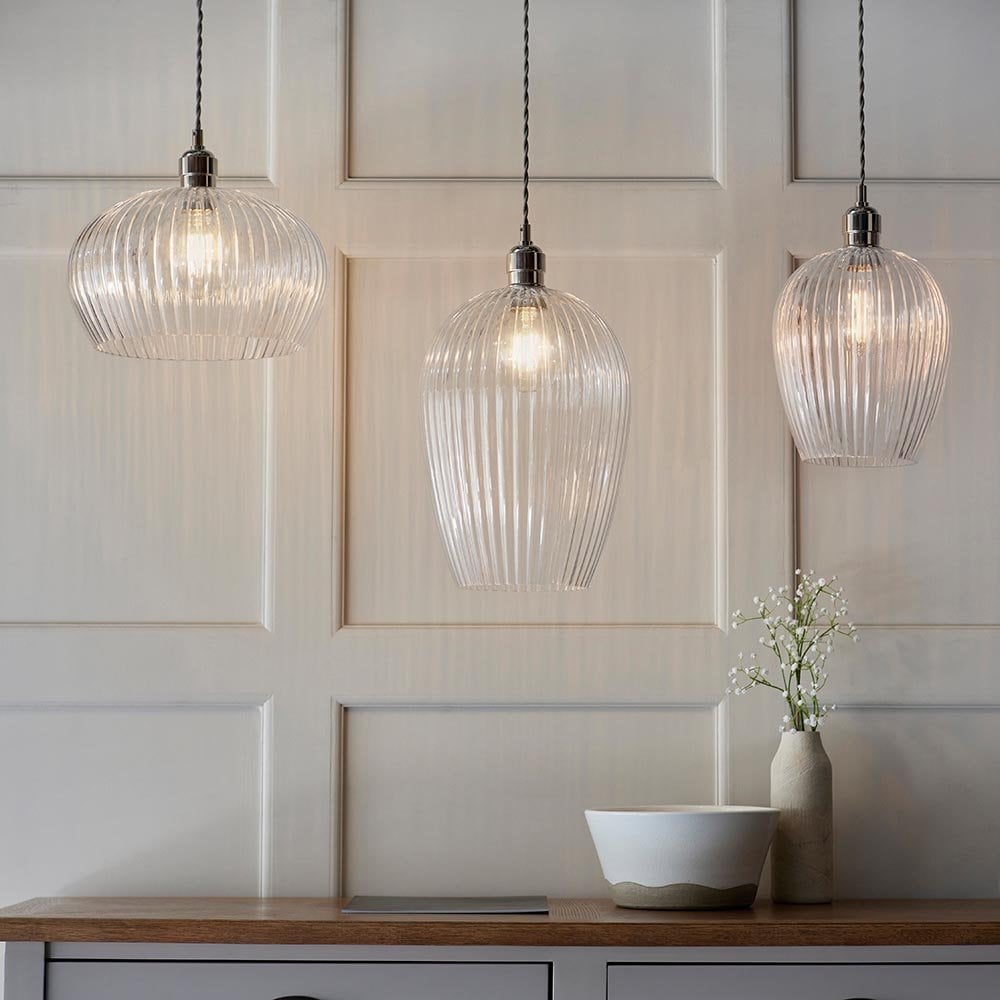 Molly Small Clear Ribbed Glass Pendant
