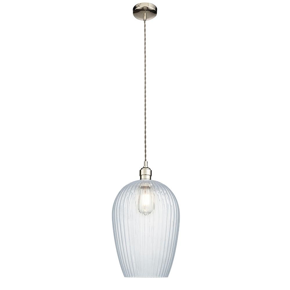 Molly Large Clear Ribbed Glass Pendant