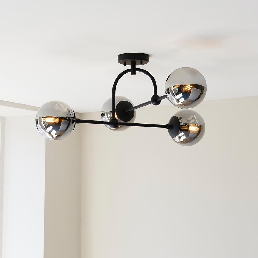 Erin Black Semi Flush C/W Smoked Shades