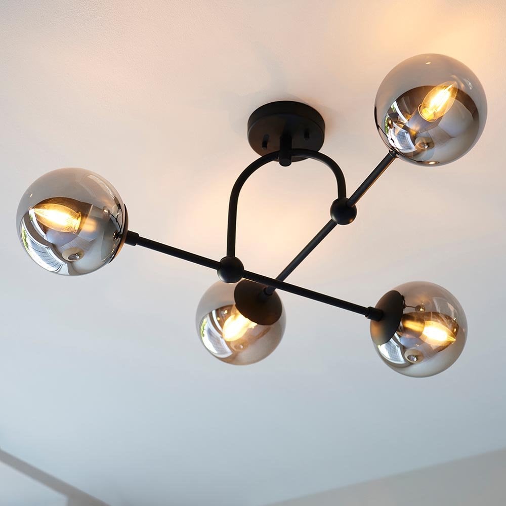 Erin Black Semi Flush C/W Smoked Shades