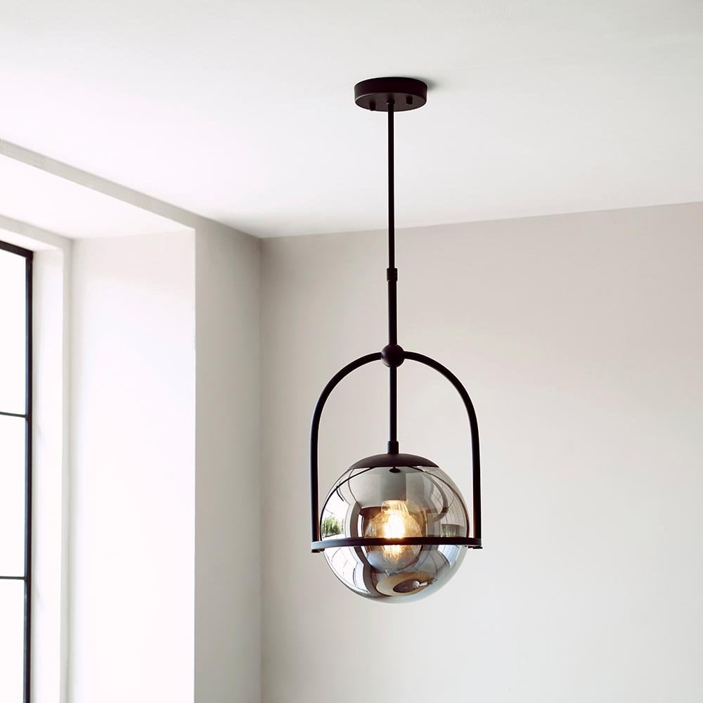 Erin Single Black Pendant C/W  Smoked Shade