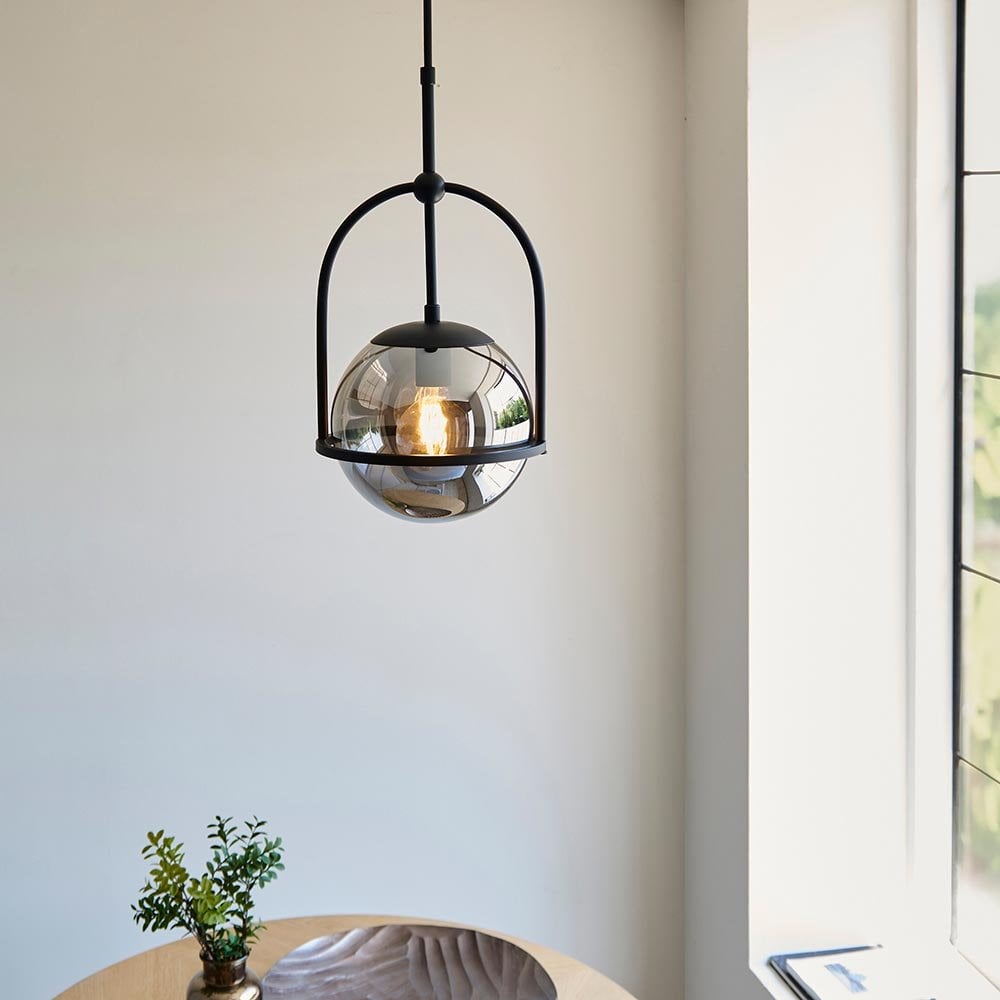 Erin Single Black Pendant C/W  Smoked Shade
