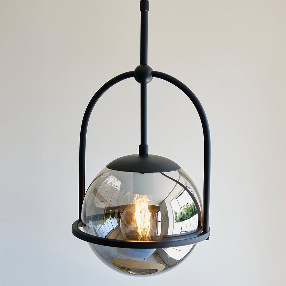 Erin Single Black Pendant C/W  Smoked Shade