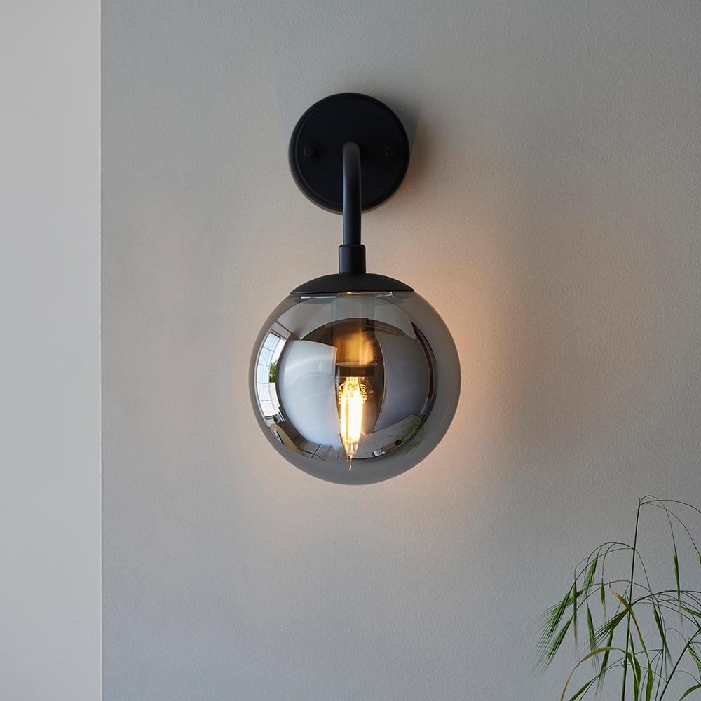 Erin Black Wall Light C/W Grey Tinted Shade