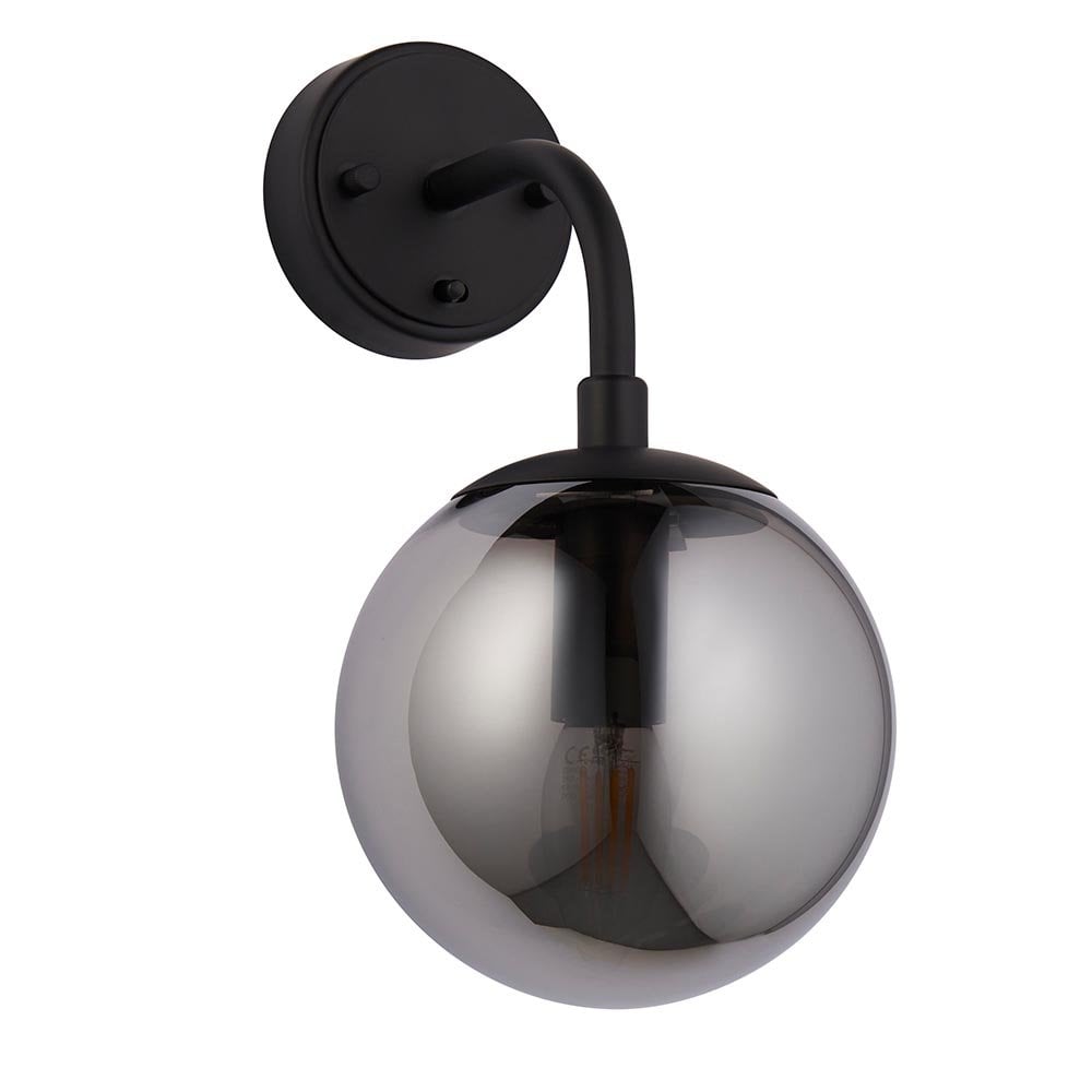 Erin Black Wall Light C/W Grey Tinted Shade