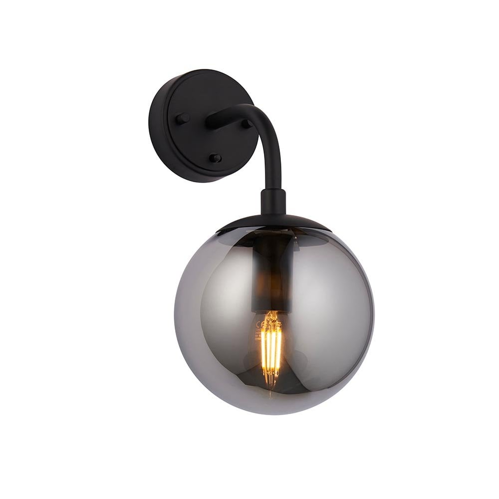 Erin Black Wall Light C/W Grey Tinted Shade