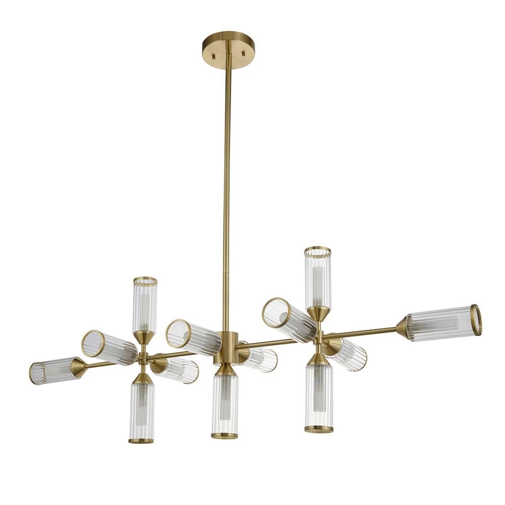 Sally Satin Brass 13 Light Linear Pendant