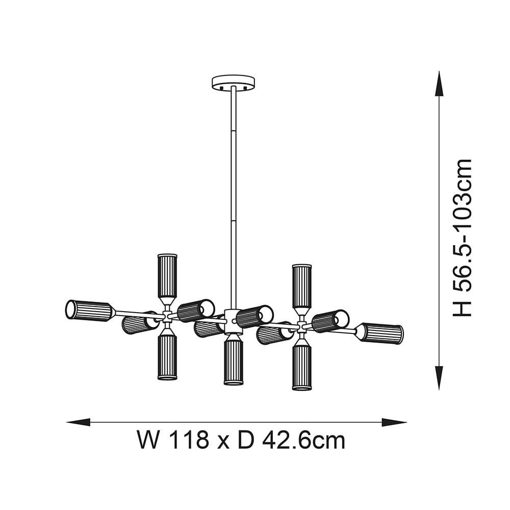 Sally Satin Brass 13 Light Linear Pendant