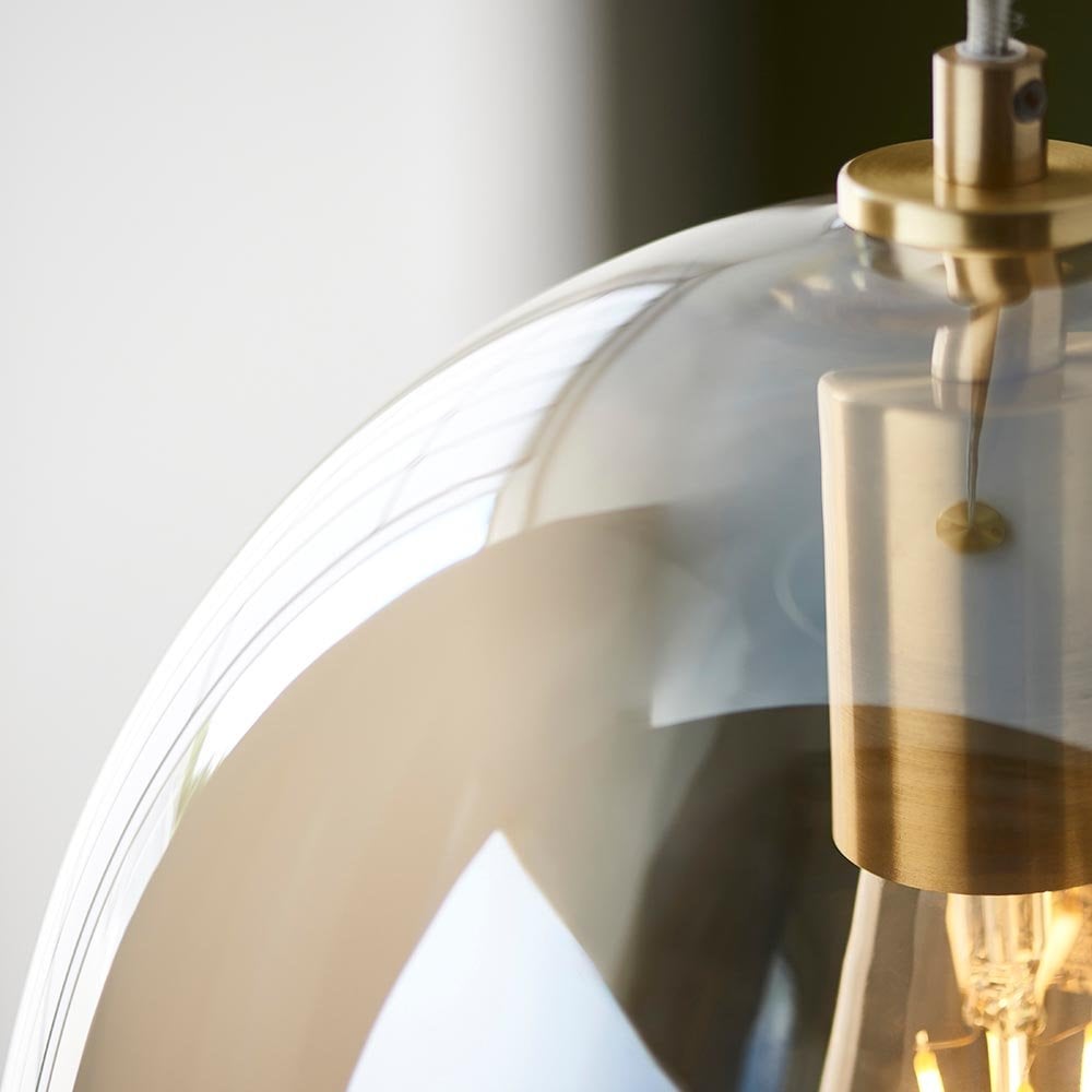 Kelda Satin Brass Champagne Glass Oval Pendant