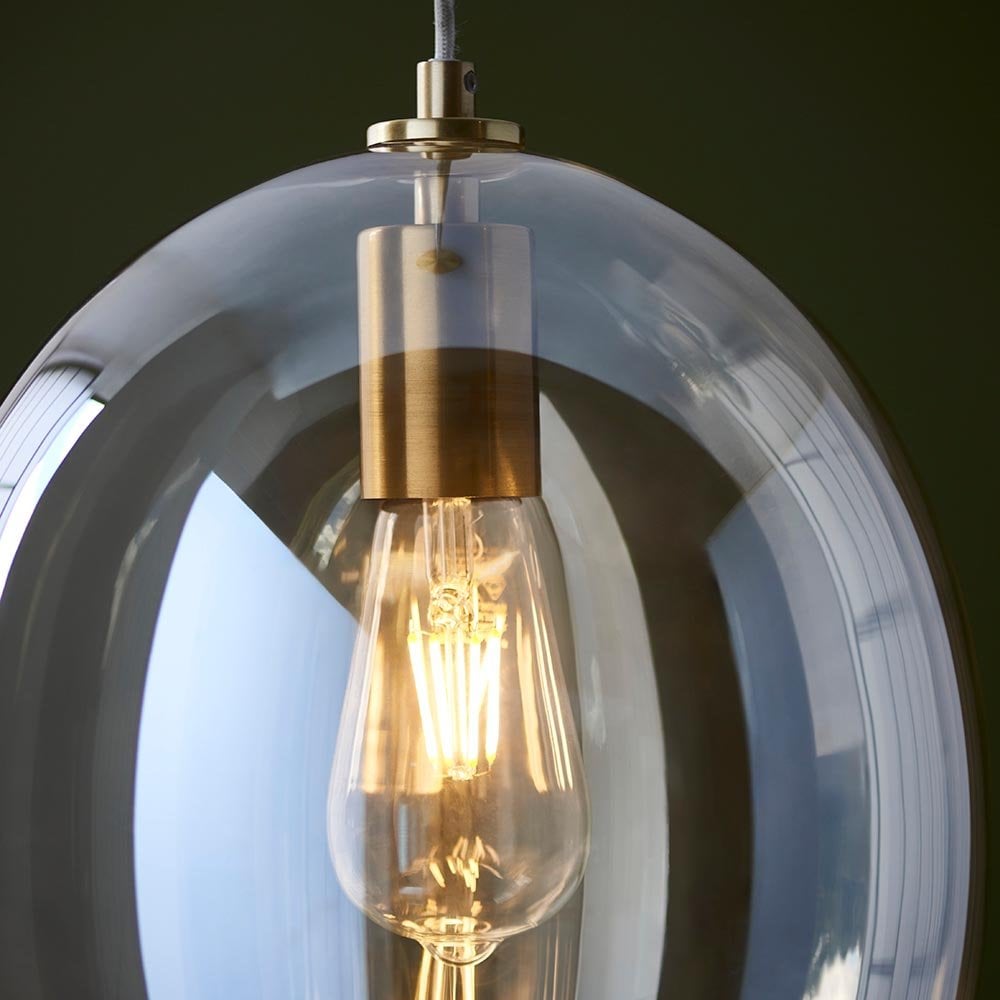Kelda Satin Brass Champagne Glass Oval Pendant