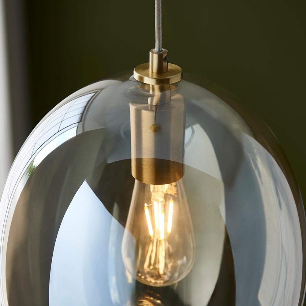 Kelda Satin Brass Champagne Glass Oval Pendant