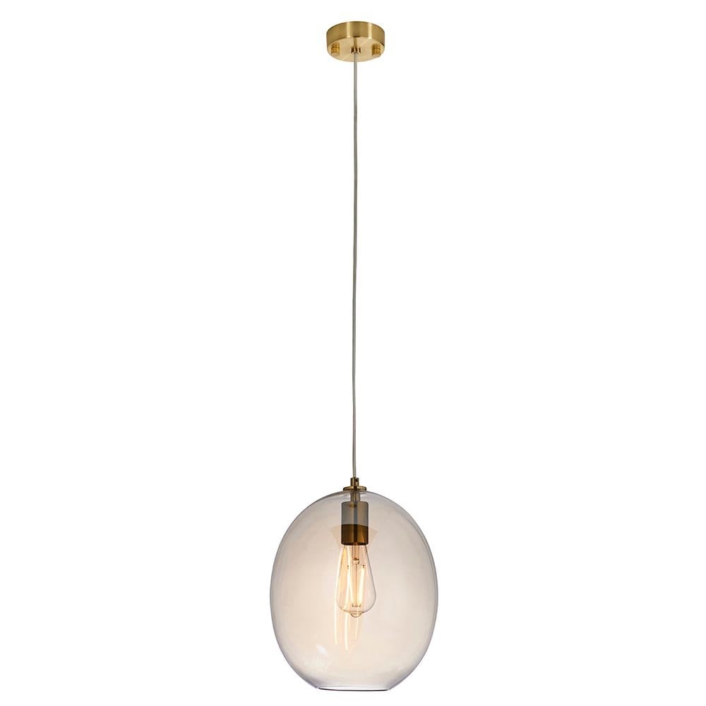 Kelda Satin Brass Champagne Glass Oval Pendant