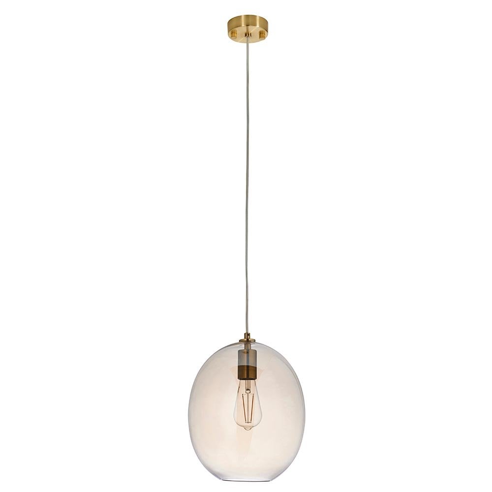 Kelda Satin Brass Champagne Glass Oval Pendant