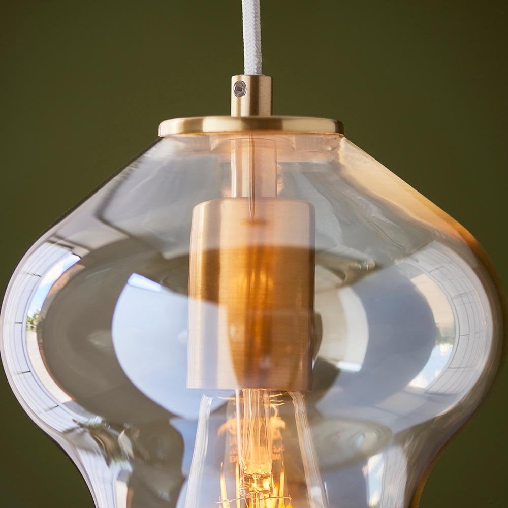 Kelda Satin Brass Champagne Glass Shaped Pendant