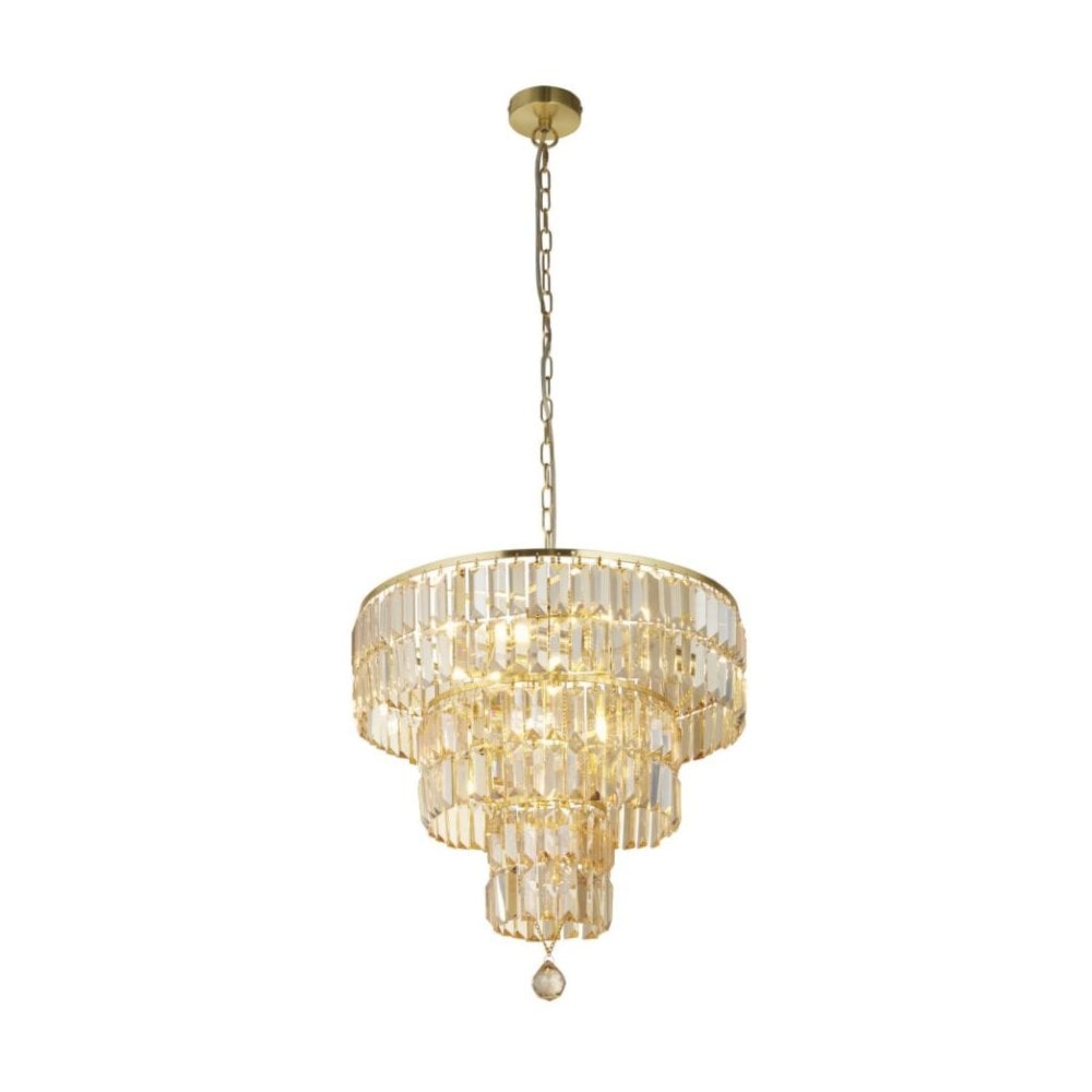 Empire 5 Light Satin Brass Crystal Chandelier