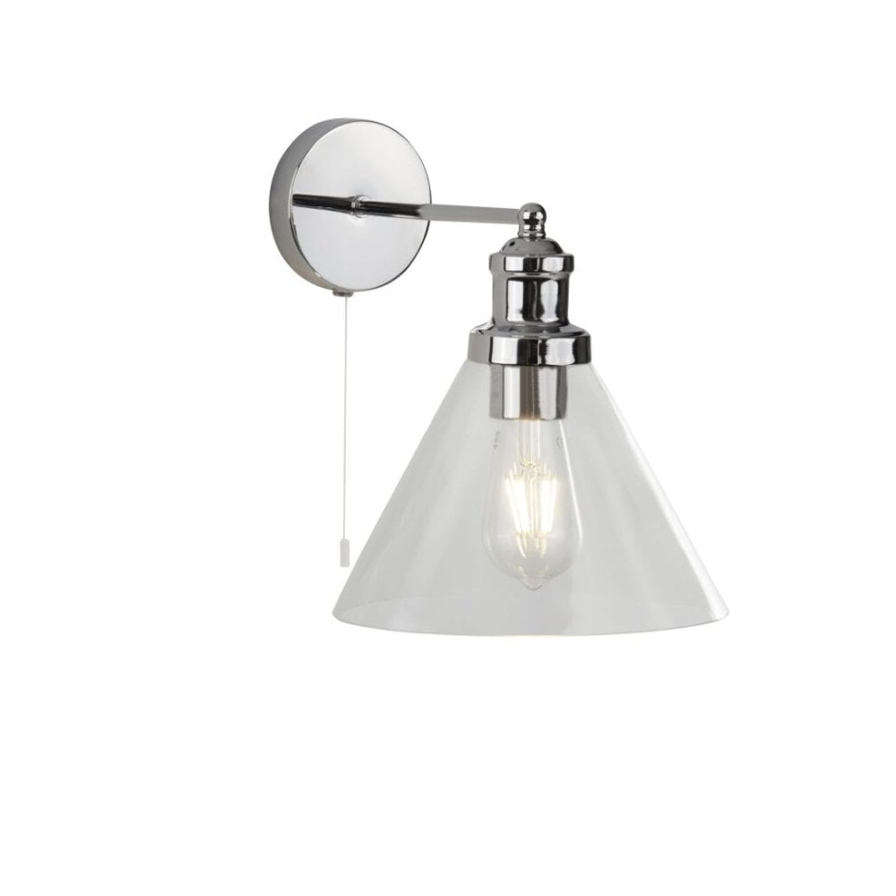 Pyramid Chrome Wall Light with Clear Glass Shade