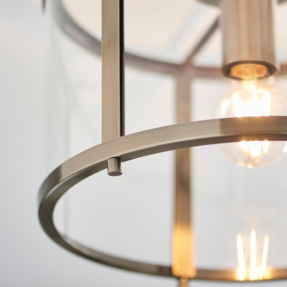 Hopton Flush Light in Antique Brass