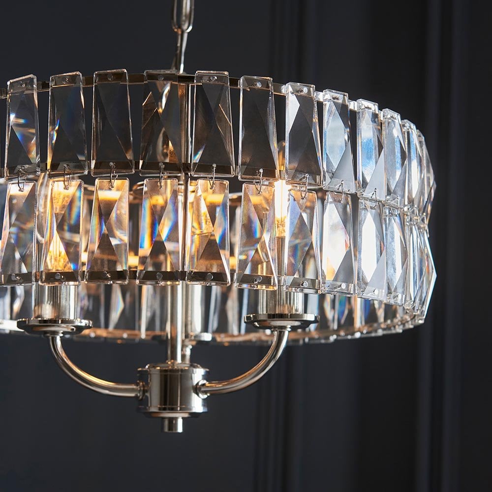Clifton 3 Light Bright Nickel Ceiling Pendant