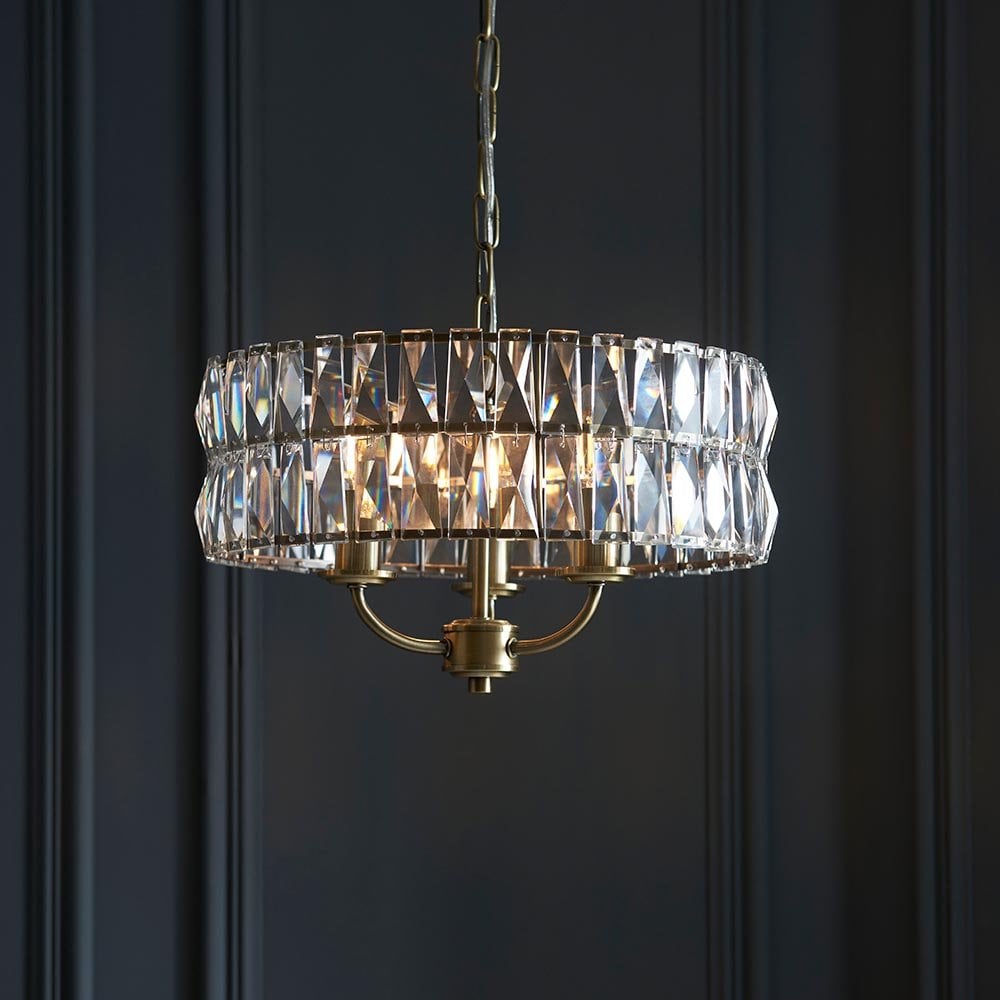Clifton 3 Light Antique Brass Ceiling Pendant