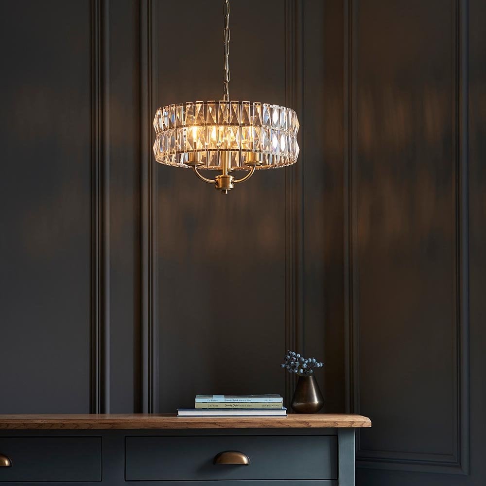 Clifton 3 Light Antique Brass Ceiling Pendant
