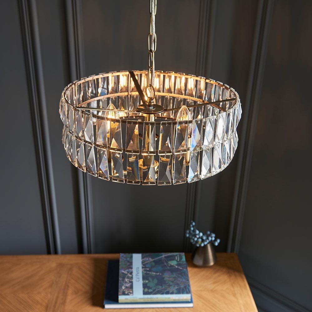 Clifton 3 Light Antique Brass Ceiling Pendant