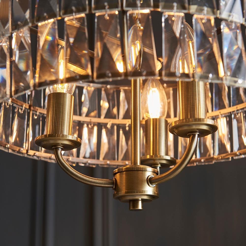 Clifton 3 Light Antique Brass Ceiling Pendant
